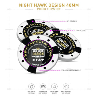 Customisable Poker Chips - Night Hawk, Clay, 40mm, 14g - Acesfull