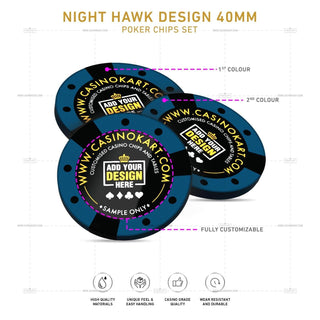 Customisable Poker Chips - Night Hawk, Clay, 40mm, 14g - Acesfull