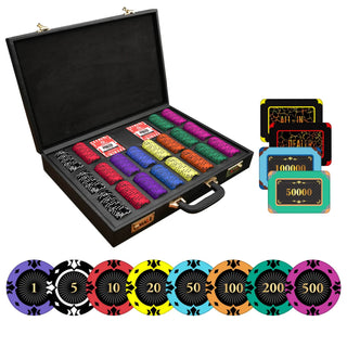 Conquer Gunpowder Poker Chipset - SD, 500/800/1000 Pcs, 30/50/80 Plaques, Clay, 50mm, 21g - Acesfull