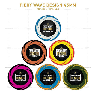 Customisable Poker Chips- Fiery Wave, Clay, 45mm, 18g - Acesfull