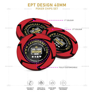 Customisable Poker Chips - EPT, Clay, 40mm, 14g - Acesfull