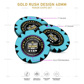 Customisable Poker Chips - Gold Rush, Clay, 40mm, 14g - Acesfull