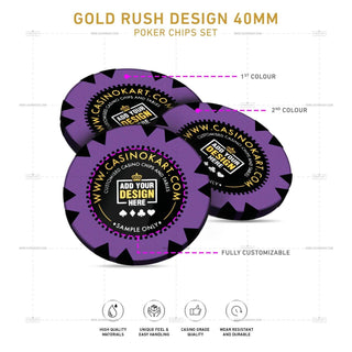 Customisable Poker Chips - Gold Rush, Clay, 40mm, 14g - Acesfull