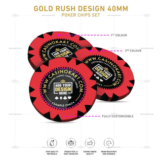 Customisable Poker Chips - Gold Rush, Clay, 40mm, 14g - Acesfull