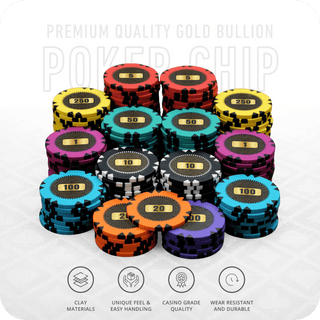 Gold Bullion Poker Chipset - GR, 300/500 Pcs, Clay, 40mm, 14g - Acesfull