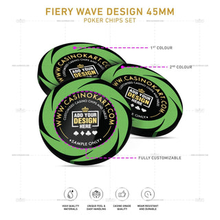 Customisable Poker Chips- Fiery Wave, Clay, 45mm, 18g - Acesfull