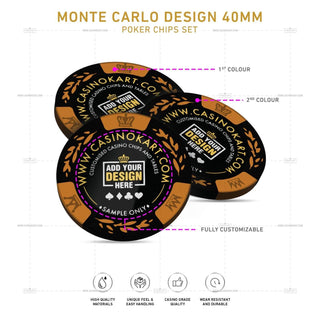 Customisable Poker Chips - Monte Carlo, Clay, 40mm, 14g - Acesfull