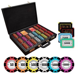 Modiano Poker Chipset - TN, 500/800/1000 Pcs, 30/50/80 Plaques, Clay, 45mm, 18g - Acesfull