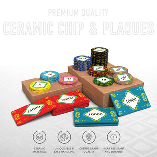 Noble Poker Chipset - 300/500 Pcs, 10/20 Plaques, Ceramic, 40mm, 10g - Acesfull