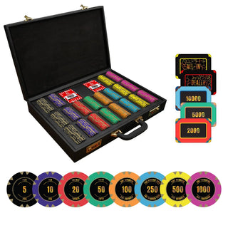 Nova Gilten Poker Chipset - GRG, 500/800/1000/1200 Pcs, 30/50/80/100 Plaques, Clay, 40mm, 14g