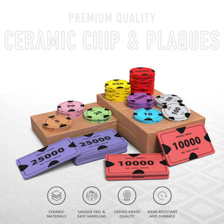 Pebbles Poker Chipset - 300/500 Pcs, 10/20 Plaques, Ceramic, 40mm, 10g - Acesfull