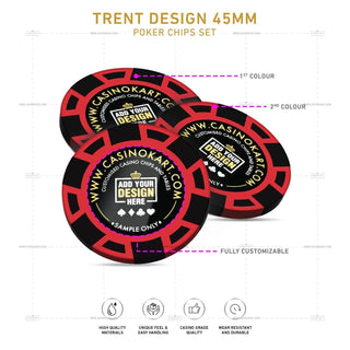Customisable Poker Chips - Trent, Clay, 45mm, 18g - Acesfull