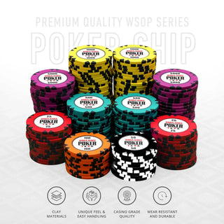 WSOP Series Poker Chipset - GR, 300/500 Pcs, Clay, 40mm, 14g - Acesfull