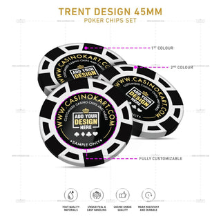 Customisable Poker Chips - Trent, Clay, 45mm, 18g - Acesfull